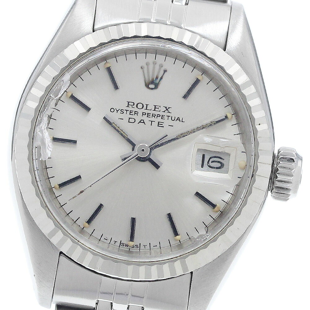 ロレックス ROLEX 6917 オイスター パーペチュアル デイト WGベゼル Cal.2030 自動巻き レディース 保証書付き_938025【中古】