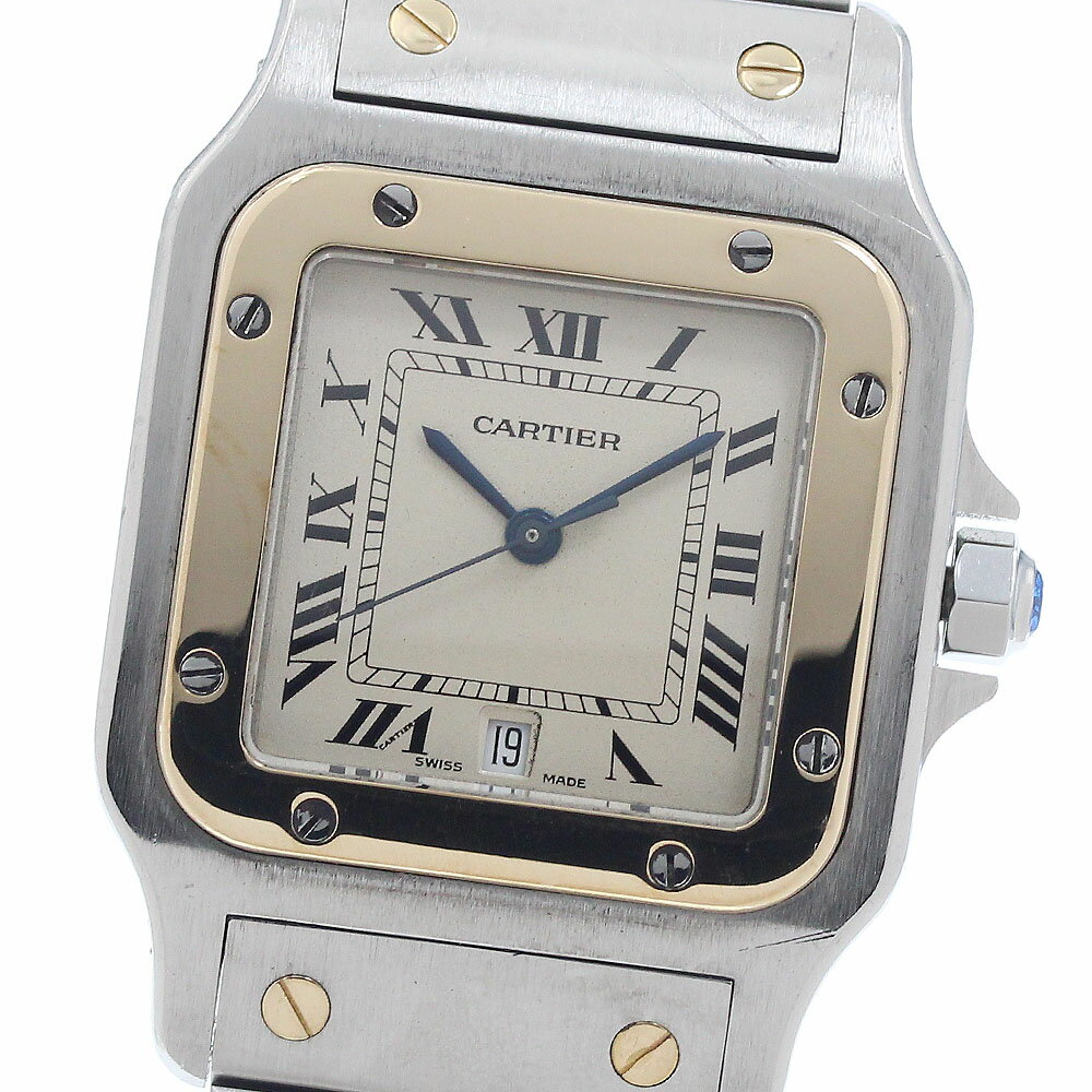 カルティエ CARTIER W20011C4 サントスガルベLM デイト YGベゼル クォーツ メンズ _952602【中古】