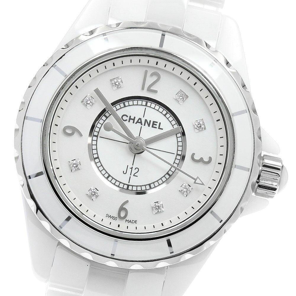 シャネル CHANEL H2570 J12 ホワイトセラミック 8Pダイヤ クォーツ レディース 良品 _952301【中古】