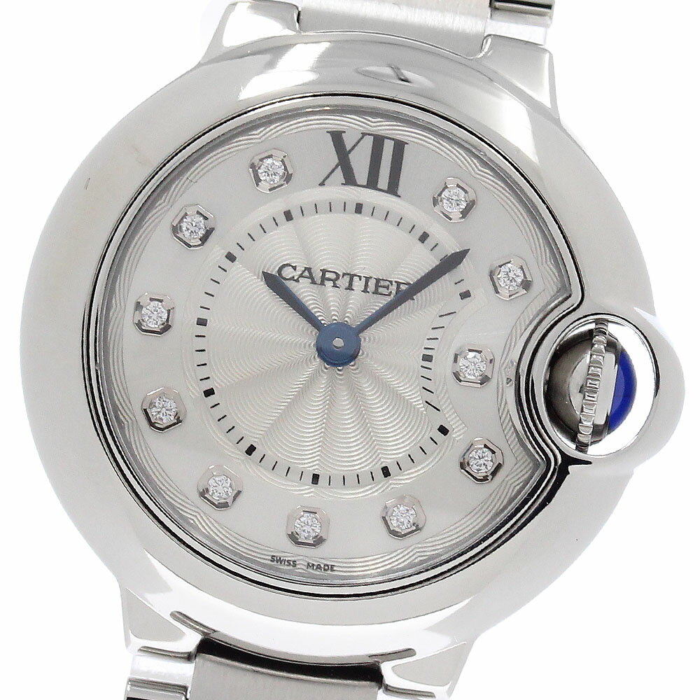 カルティエ CARTIER WE902073 バロンブルーSM 11Pダイヤ クォーツ レディース 良品 内箱・保証書付き_953407【中古】