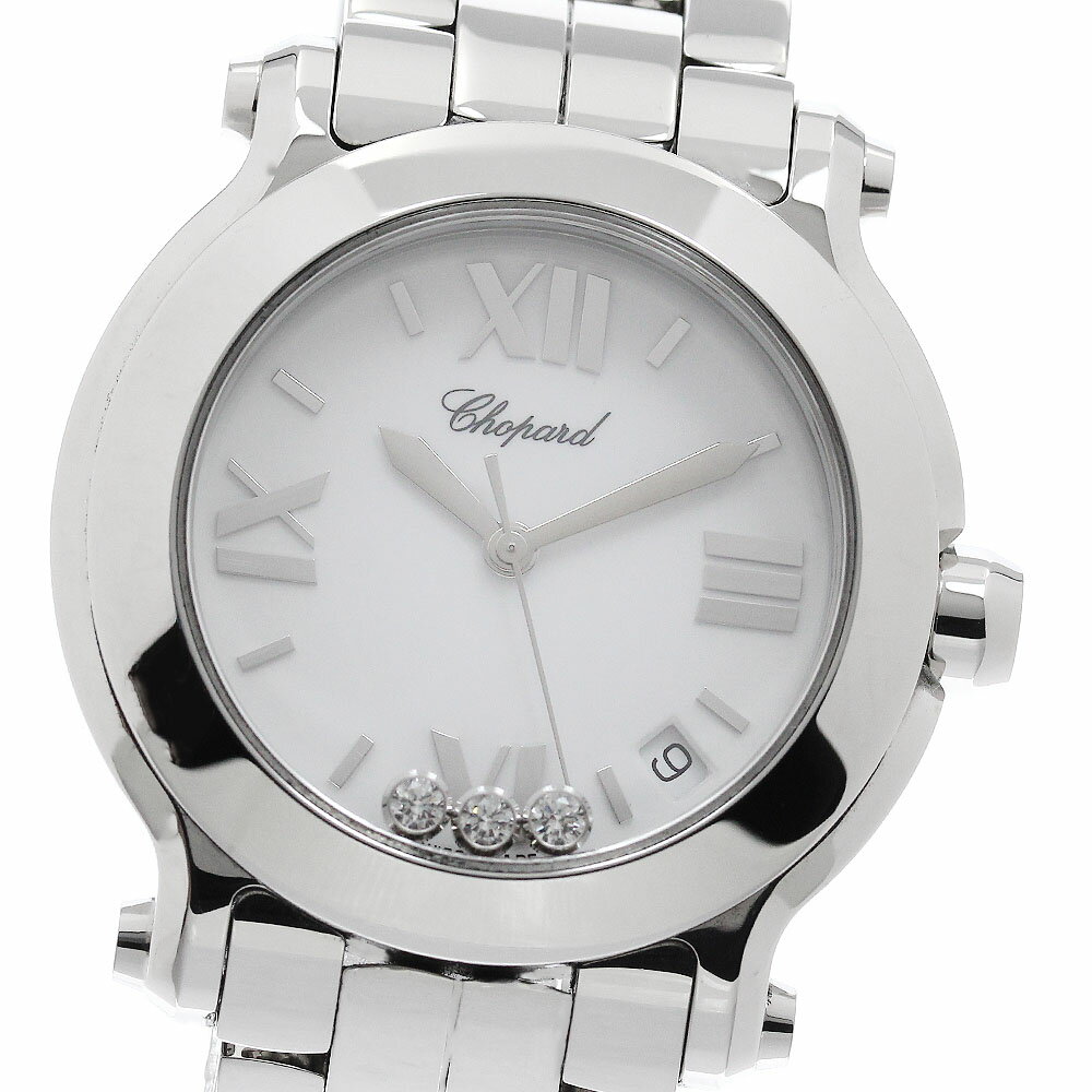 C, D, T, R, W - ショパール Chopard ハッピースポーツ 3Pダイヤ 36MM クォーツ レディース 美品 箱付き_953573【中古】