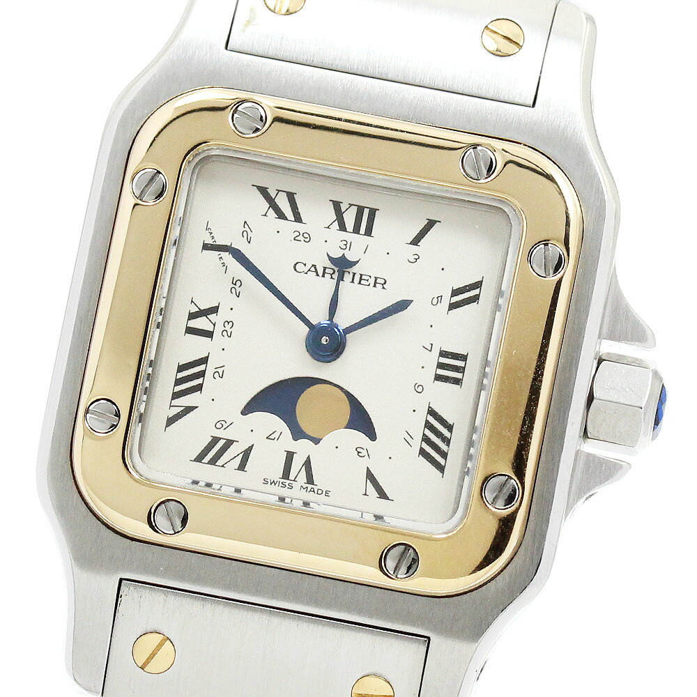 カルティエ CARTIER W20008C4 サントスガルベ SM YGコンビ ムーンフェイズ クォーツ レディース 美品 _952834【中古】（楽天・CLOSER）