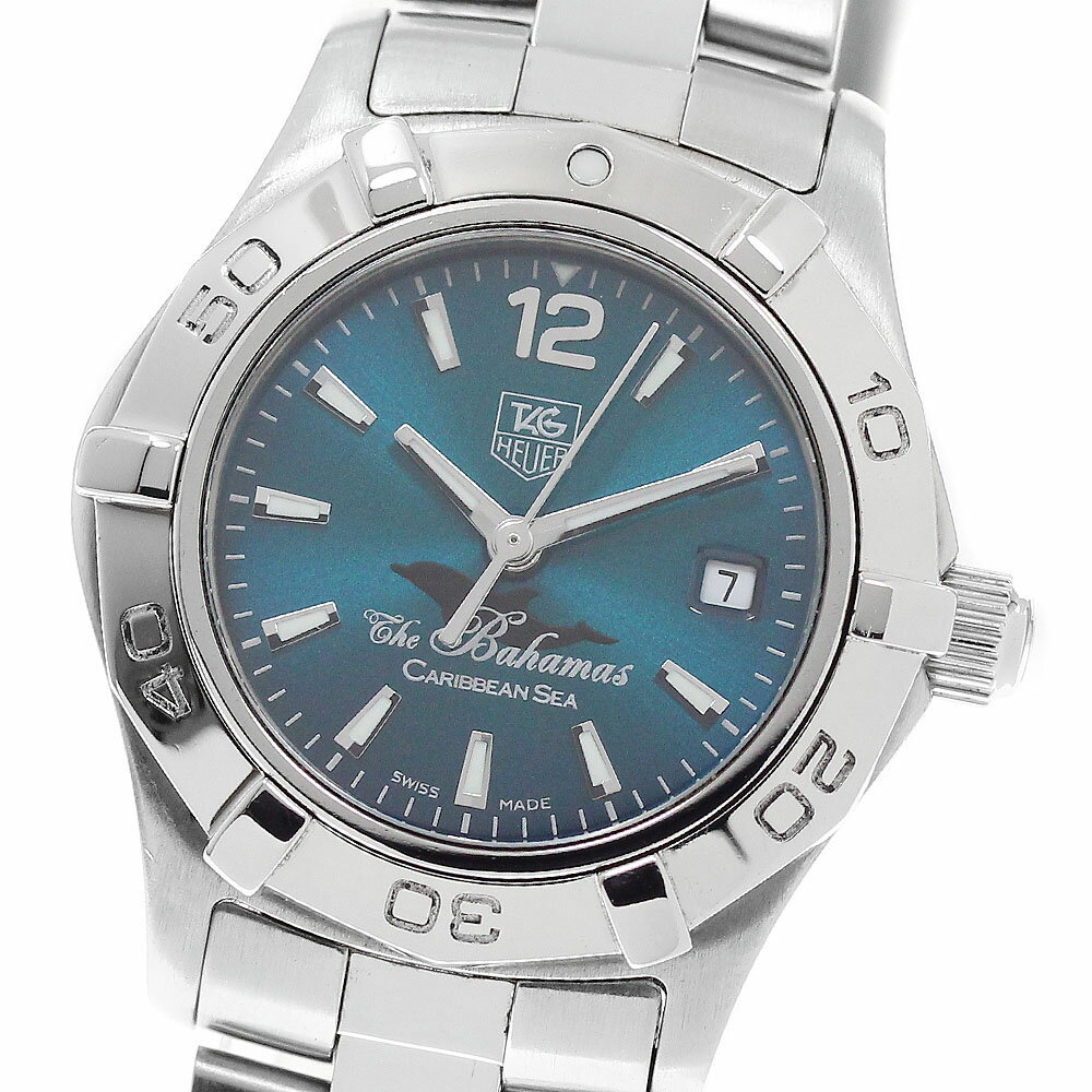 タグホイヤー TAG HEUER WAF141R アクアレーサー バハマカリビアン デイト クォーツ レディース 保証書付き_953472【中古】