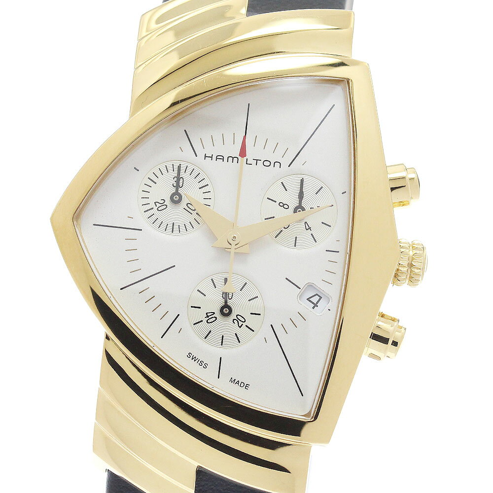 ハミルトン HAMILTON H244220/H24422751 ベンチュラ クロノグラフ クォーツ メンズ 美品 保証書付き_953628【中古】