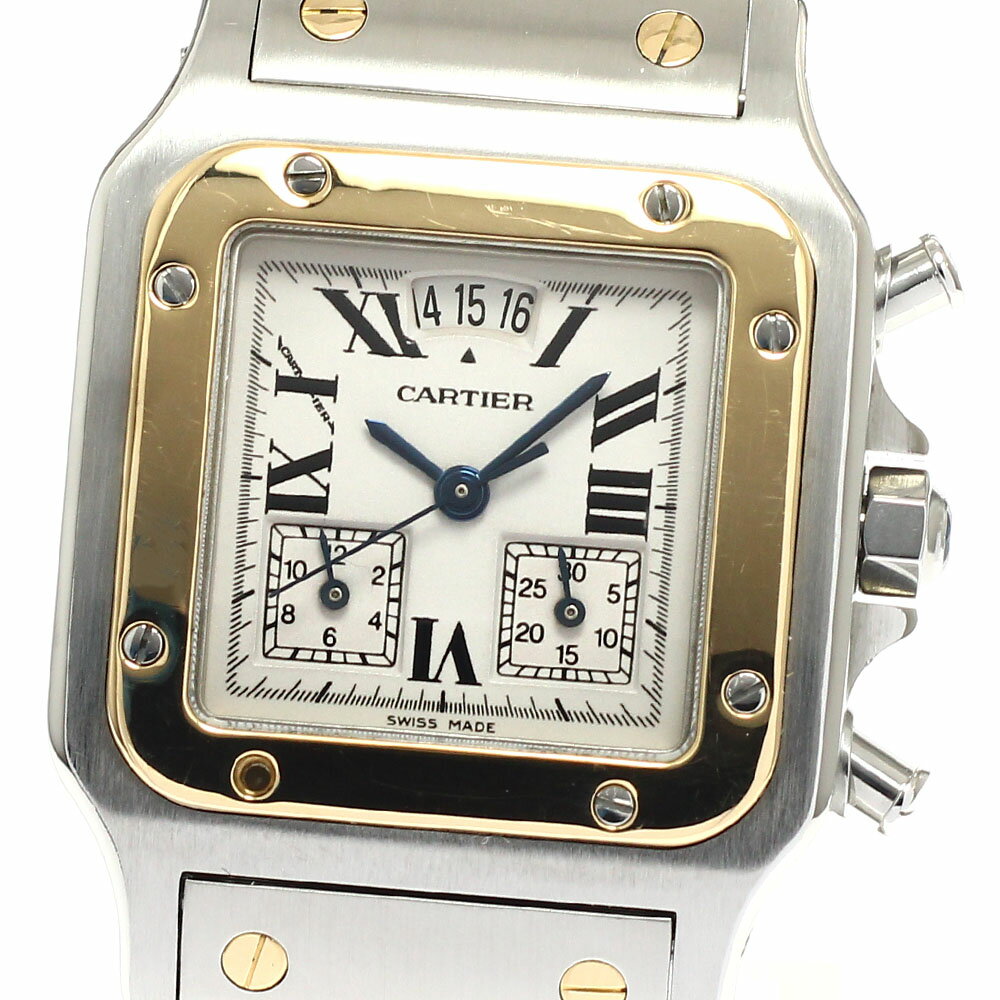 ジャンク カルティエ CARTIER W20042C4 サントスガルベ LM クロノリフレックス パーペチュアルカレンダー クォーツ メンズ _945978【中古】