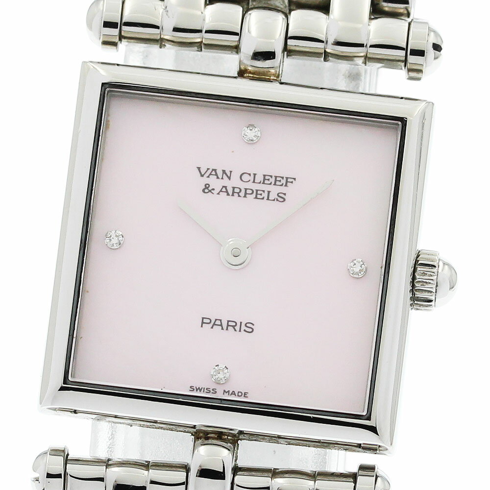CARTIER - ヴァンクリーフ＆アーペル Van Cleef & Arpels 522642 クラシック スクエア 4Pダイヤ クォーツ レディース 良品 _948846【中古】