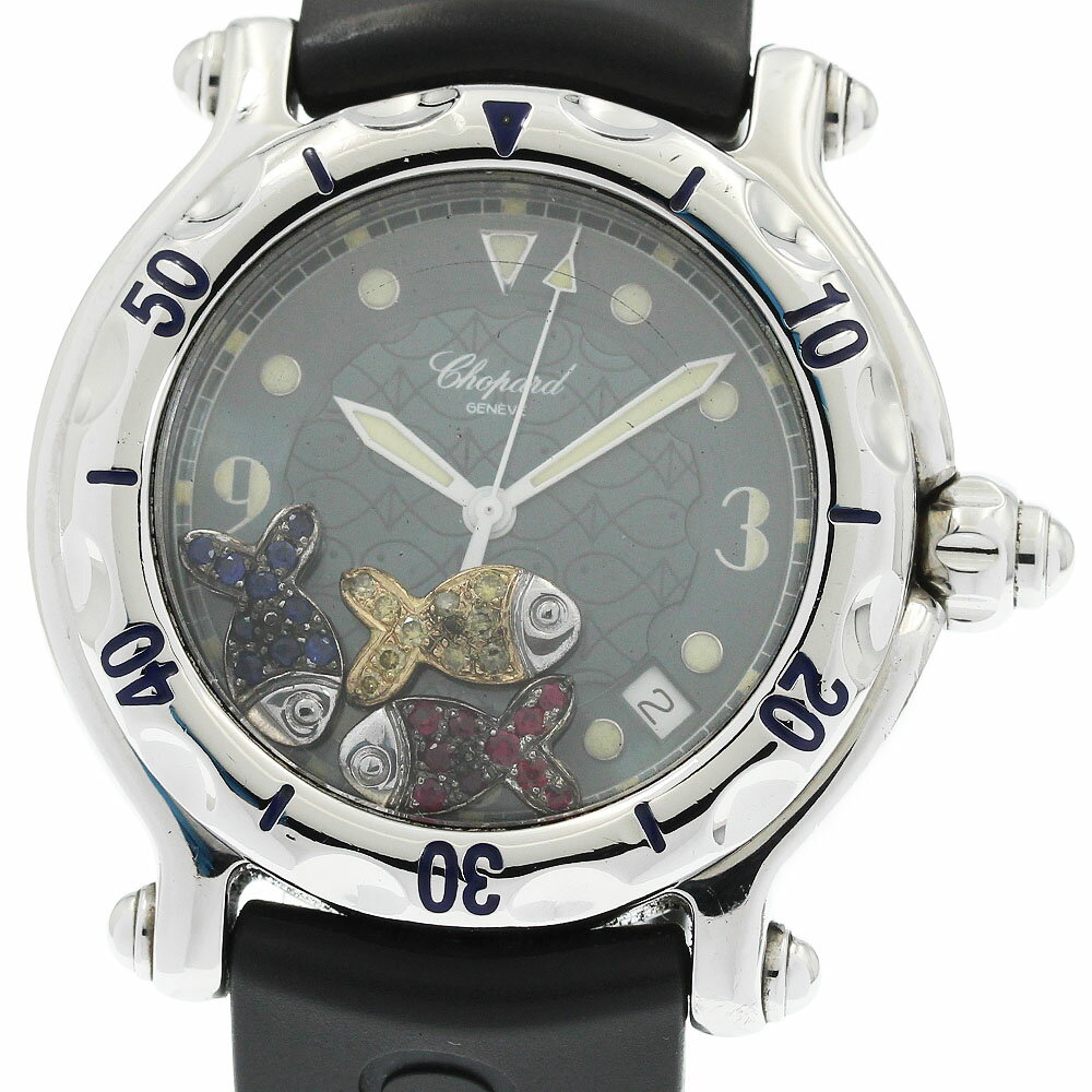 ショパール Chopard 28/8347/402 ハッピースポーツ ハッピーフィッシュ デイト クォーツ メンズ 保証書付き_951083【中古】