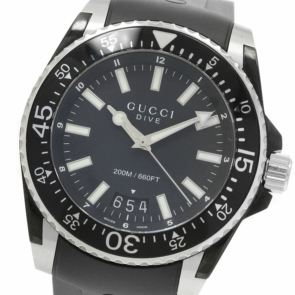 LANCASTER - グッチ GUCCI 136.2/YA136204B ダイヴ デイト クォーツ メンズ 良品 _952552【中古】