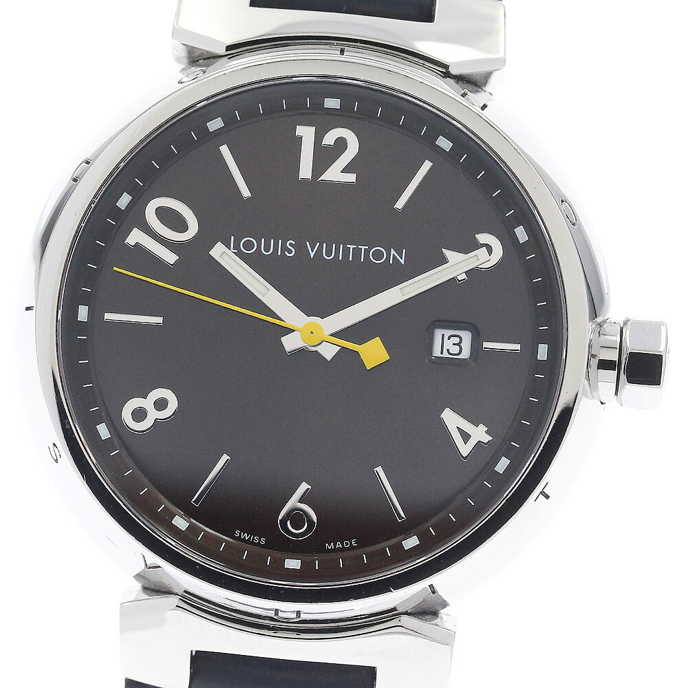 ルイ・ヴィトン LOUIS VUITTON Q1111 タンブール デイト クォーツ メンズ 箱・保証書付き_953484【中古】