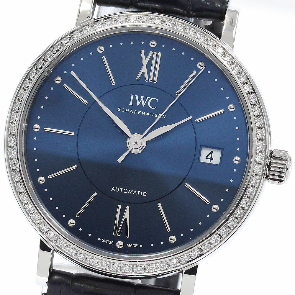 IWC SCHAFFHAUSEN IW458111 ポートフィノ 37 ダイヤベゼル 自動巻き ボーイズ 保証書付き_954024【中古】