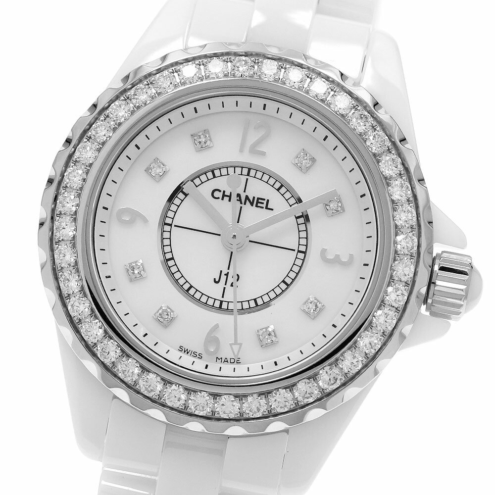 シャネル CHANEL H2572 J12 ダイヤベゼル 8Pダイヤ クォーツ レディース 良品 _ ...
