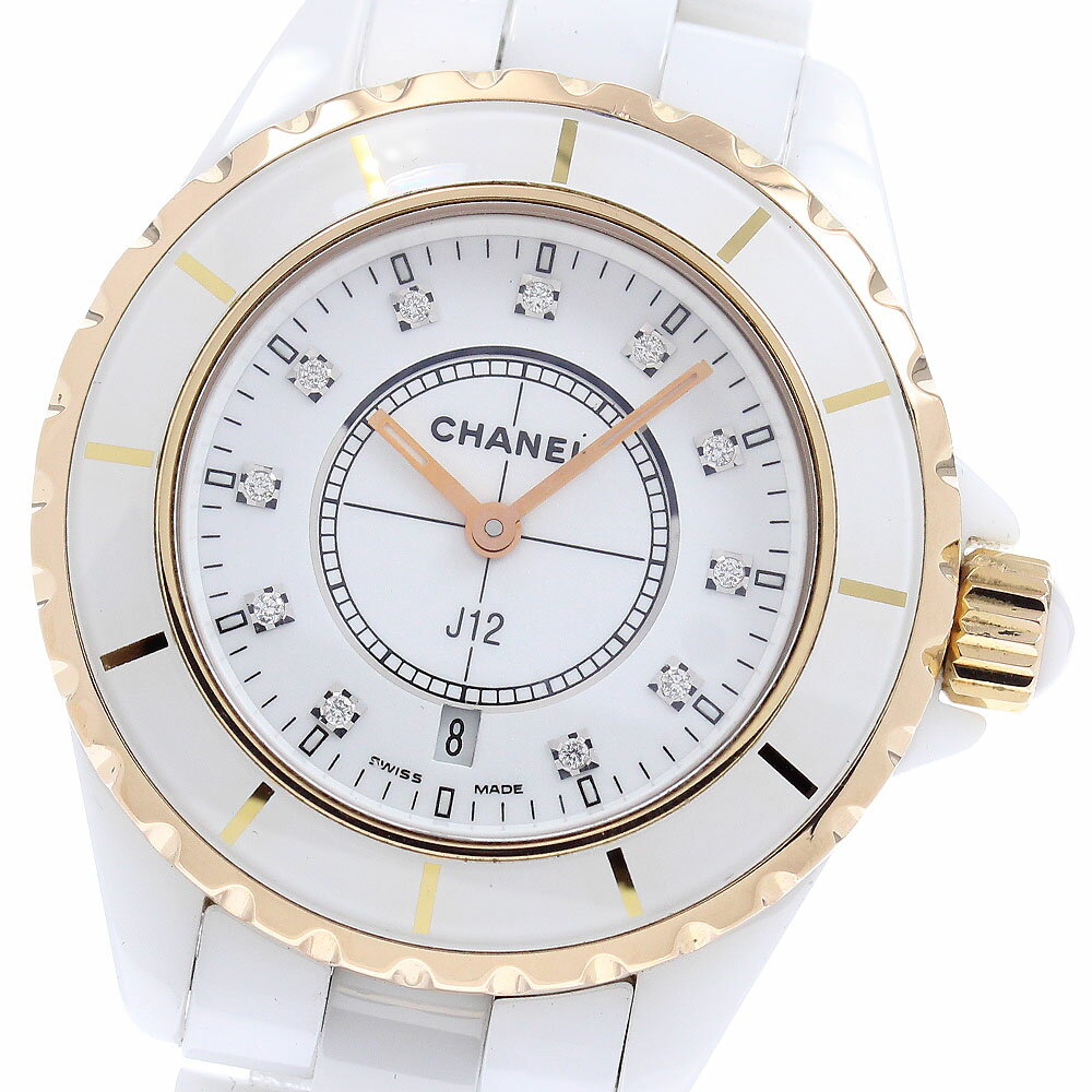 シャネル CHANEL H2181 J12 11Pダイヤ PGベゼル クォーツ レディース _954 ...