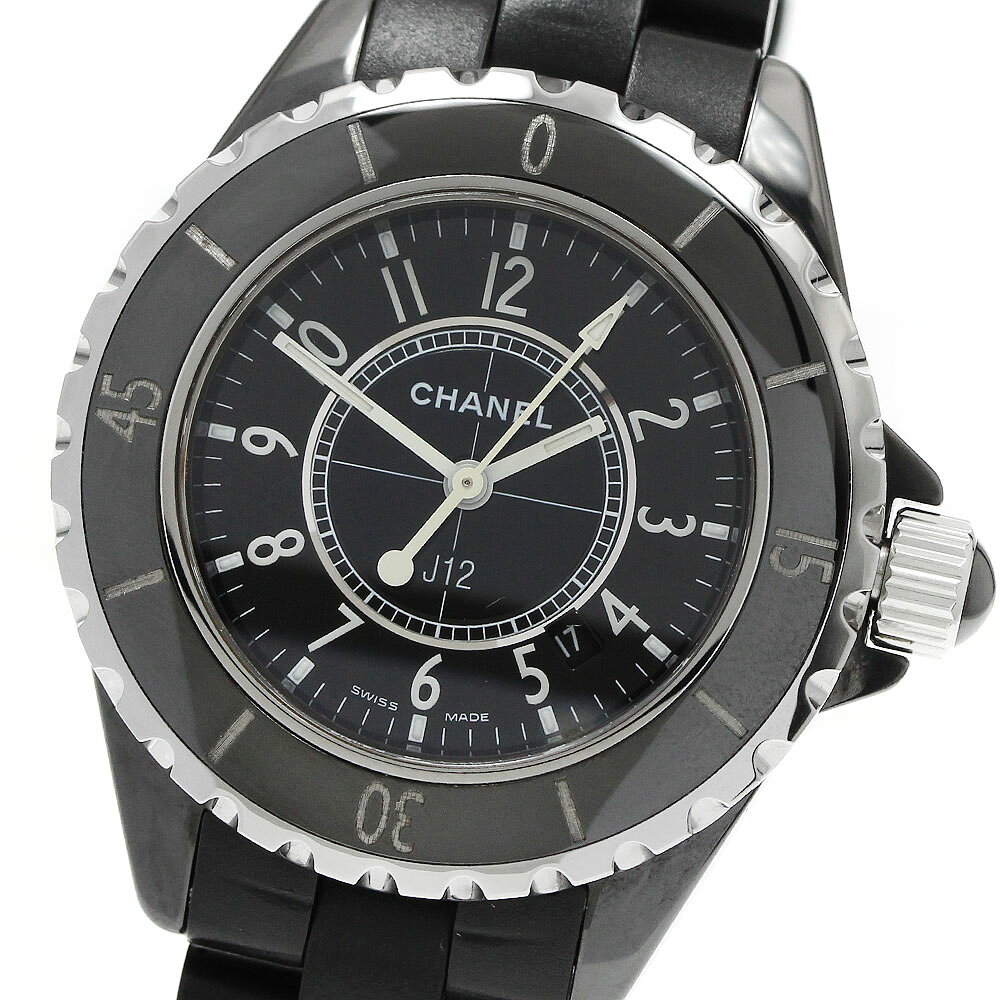 シャネル CHANEL H0681 J12 黒セラミック デイト クォーツ レディース 美品 箱付き_954221【中古】