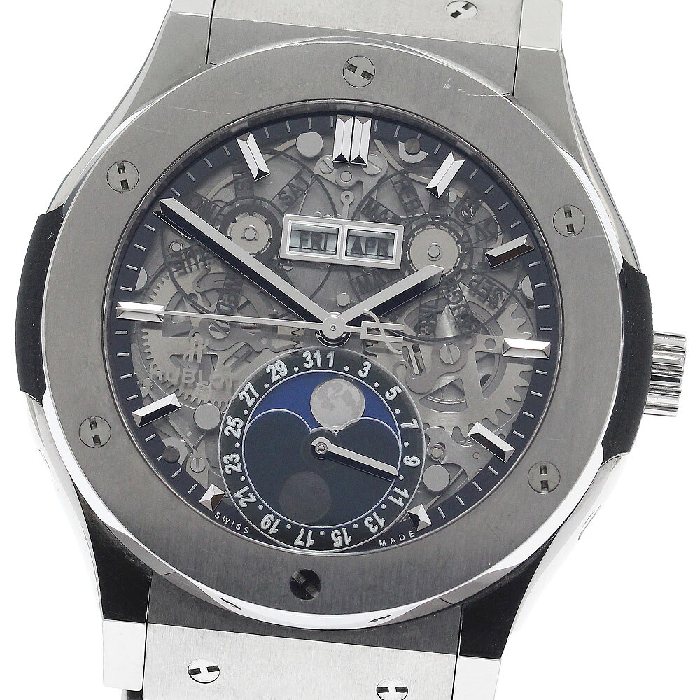ウブロ HUBLOT 517.NX.0170.LR クラシックフュージョン アエロフュージョン ムーンフェイズ 自動巻き メンズ 保証書付き_954646【中古】