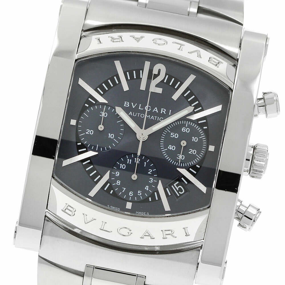 ブルガリ BVLGARI AA48SCH アショーマ クロノグラフ デイト 自動巻き メンズ 良品 箱・保証書付き_949017【中古】
