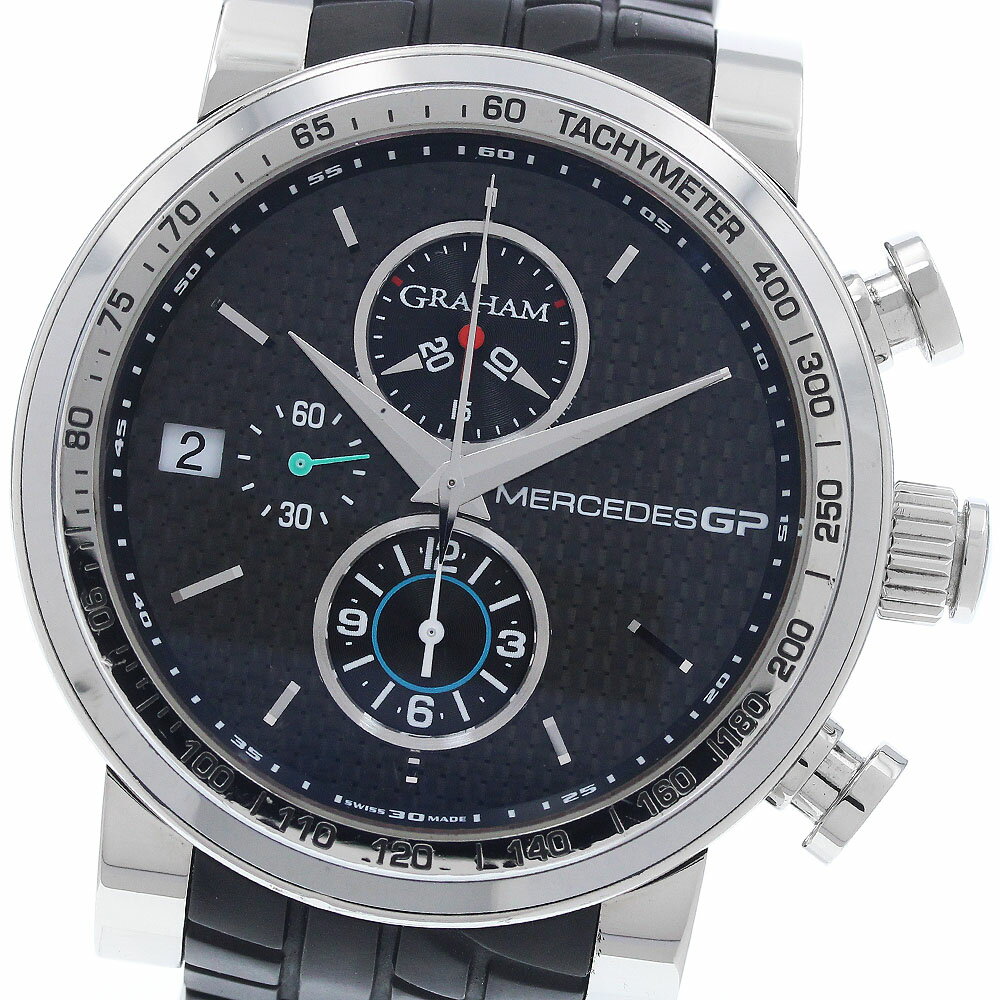 状態ランク 本体ランク AB ベルトランク B+ 商品の状態 ガラス 僅かな擦り傷(コーティング) ケース 少しの擦り傷 ベゼル 少しの擦り傷、小さい打痕 ベルト/ブレスレット 軽いダメージ 針 綺麗な状態 文字盤 綺麗な状態 尾錠/バックル 僅かな擦り傷 商品管理No. 954993　 392 260421 SK 商品の詳細 ブランド グラハム/GRAHAM モデル名 シルバーストーン メルセデスGP 性別 メンズ ケース素材 SS ベルト素材 ラバー 文字盤色 ブラック 機械タイプ 自動巻き Ref.No 2MEBS.B02A シリアルNo 1** 機能・特徴 デイト、クロノグラフ、スモールセコンド 付属品 保証書（冊子） ケースサイズ(w) 約 48mm ベルトサイズ※1 約 19.5cm ラグ幅 22mm 日差 +14秒/日　※参考値 OH歴 弊社では実施しておりません。 保証書の情報 未記入 ※1：ベルトサイズとは、ケース部分も含めた総腕回りのサイズになります。 ※機械式時計の場合、姿勢差などの影響により日差が大きくなることも御座います。こちらの数値はあくまで参考値としてお考え下さい。日差が大きいからという理由での返品や無償修理の対応は致しかねますので、ご理解の上ご入札下さい。 ※写真にて状態をご確認下さいませ。 ※USED品になりますので、ご理解頂ける方のご購入をお待ちしております。