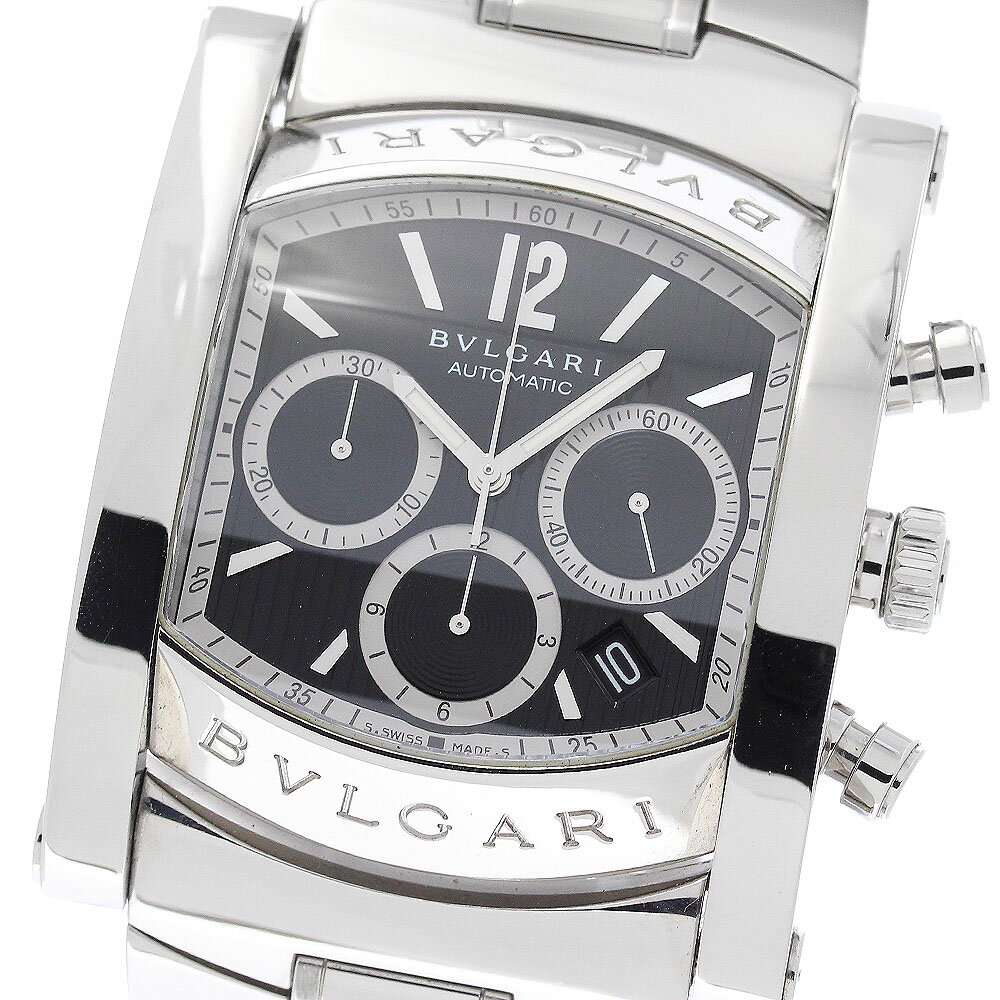ブルガリ BVLGARI AA48SCH アショーマ クロノグラフ デイト 自動巻き メンズ 良品 箱・保証書付き_955038【中古】