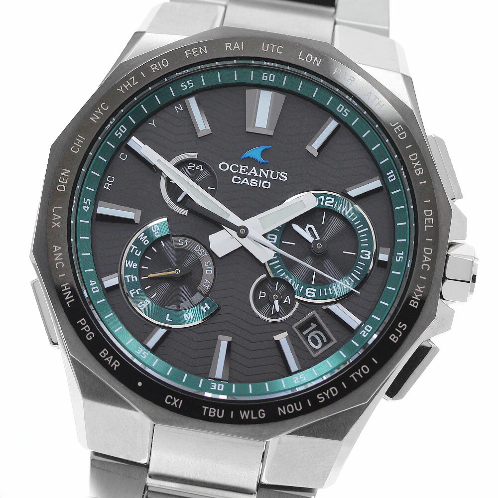 樂天商城 - カシオ CASIO OCW-T6000A-1ATF オシアナス クラシックライン クロノグラフ ソーラー電波 メンズ 極美品 箱・保証書付き_955189【中古】