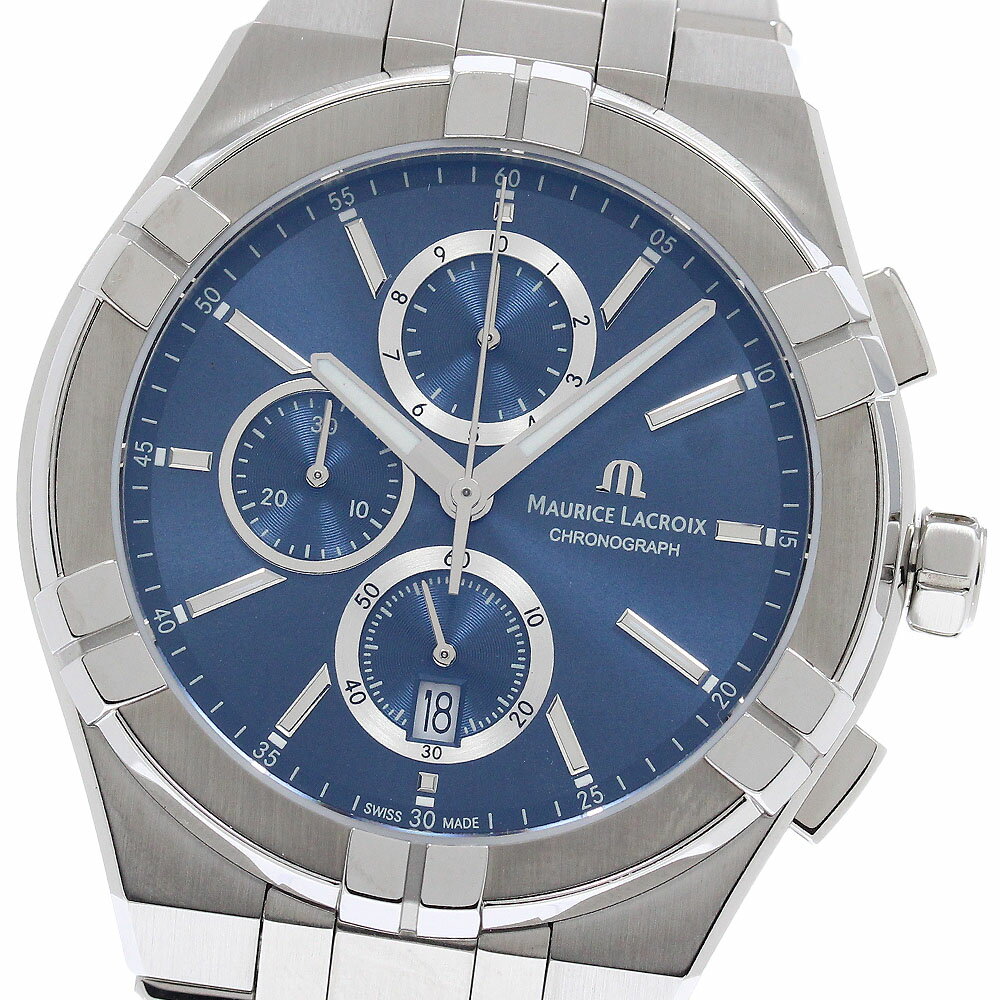 樂天商城 - モーリスラクロア MAURICE LACROIX AI1118-SS002-4301-1 アイコン クロノグラフ デイト クォーツ メンズ 良品 内箱・保証書付き_955556【中古】