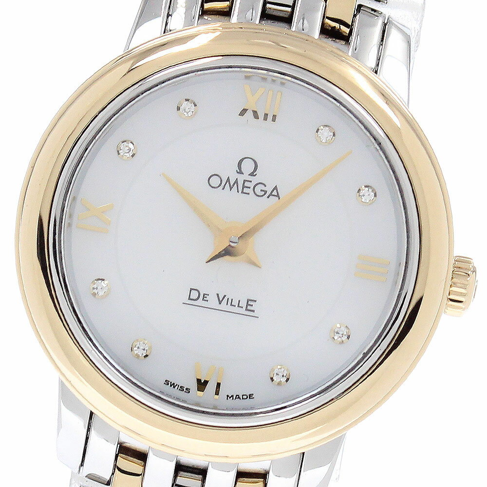 DeVille - オメガ OMEGA 424.20.24.60.55.001 デビル プレステージ 8Pダイヤ クォーツ レディース 美品 保証書付き_955776【中古】
