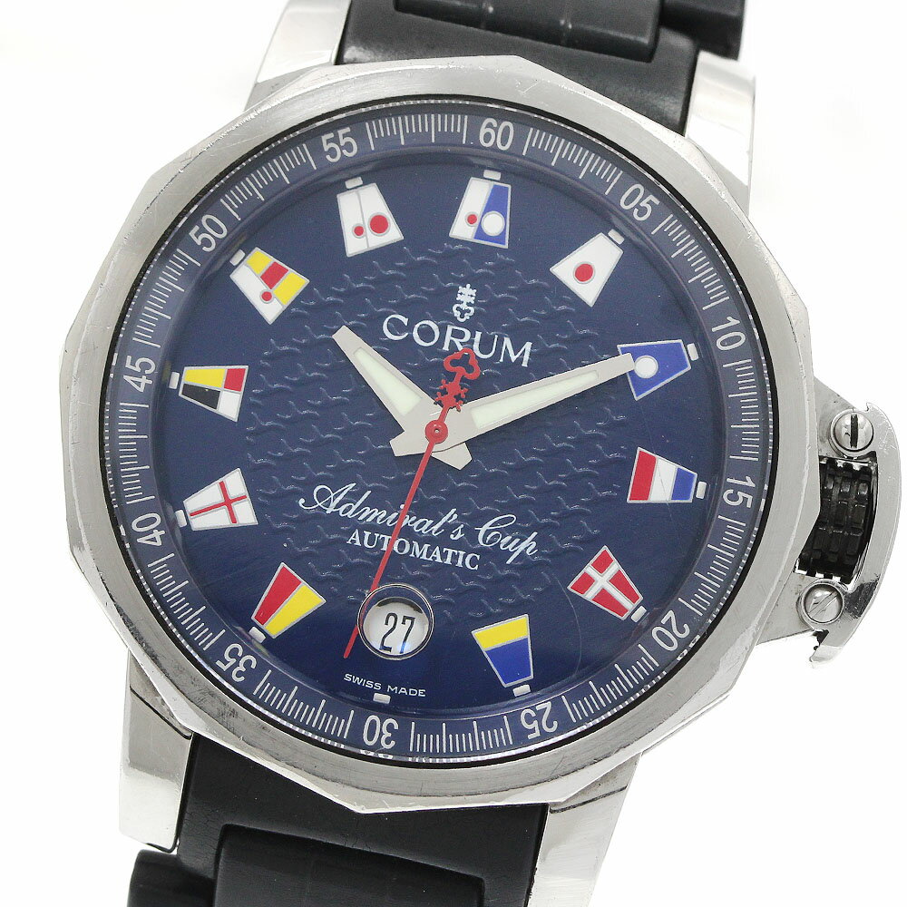 ベルト訳あり コルム CORUM 082.833.20 アドミラルズカップ トロフィー41 デイト  ...