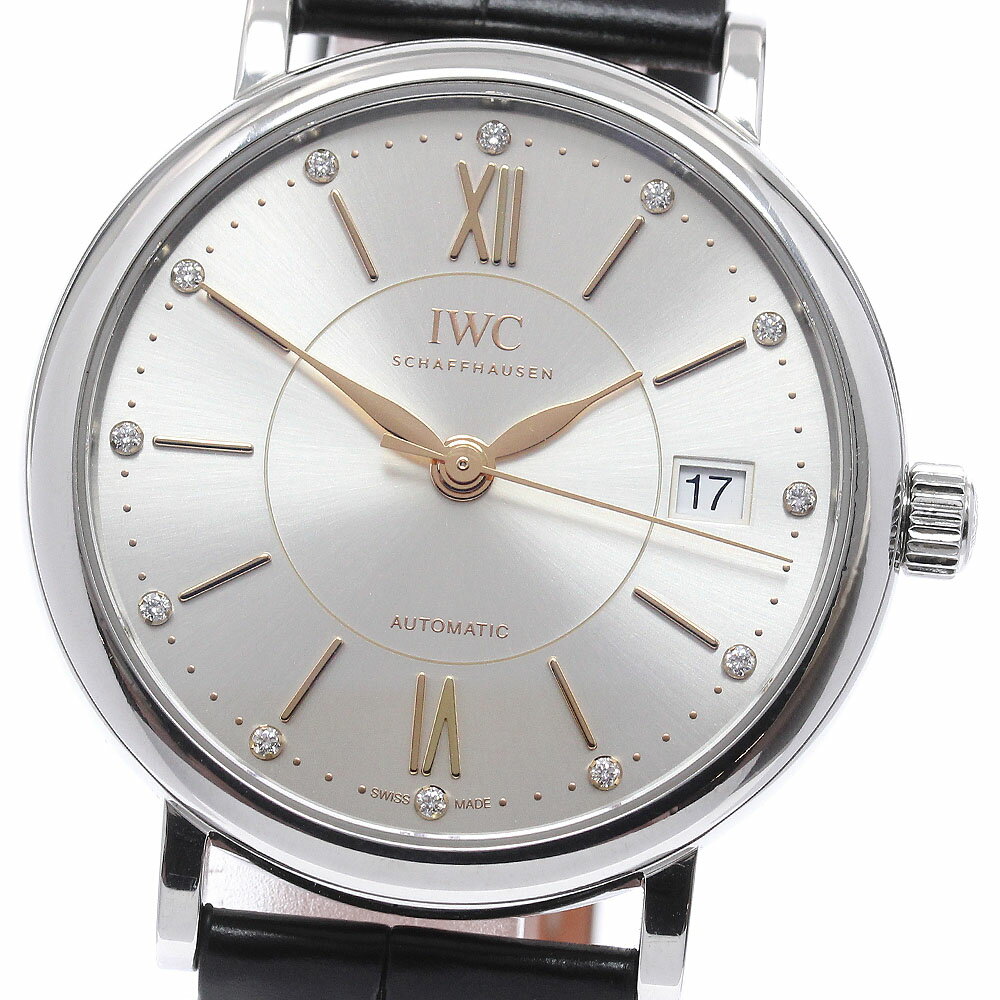 IWC IWC SCHAFFHAUSEN IW458101 ポートフィノ 12Pダイヤ デイト 自動巻き メンズ 良品 保証書付き_955765【中古】