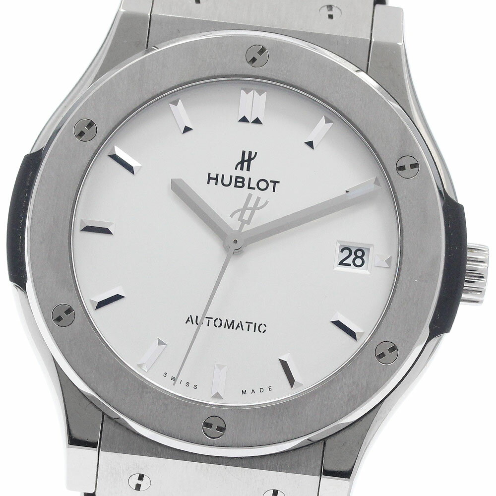 ウブロ HUBLOT 511.NX.2611.LR クラシック・フュージョン チタニウム オパリン デイト 自動巻き メンズ 良品 保証書付き_956352【中古】