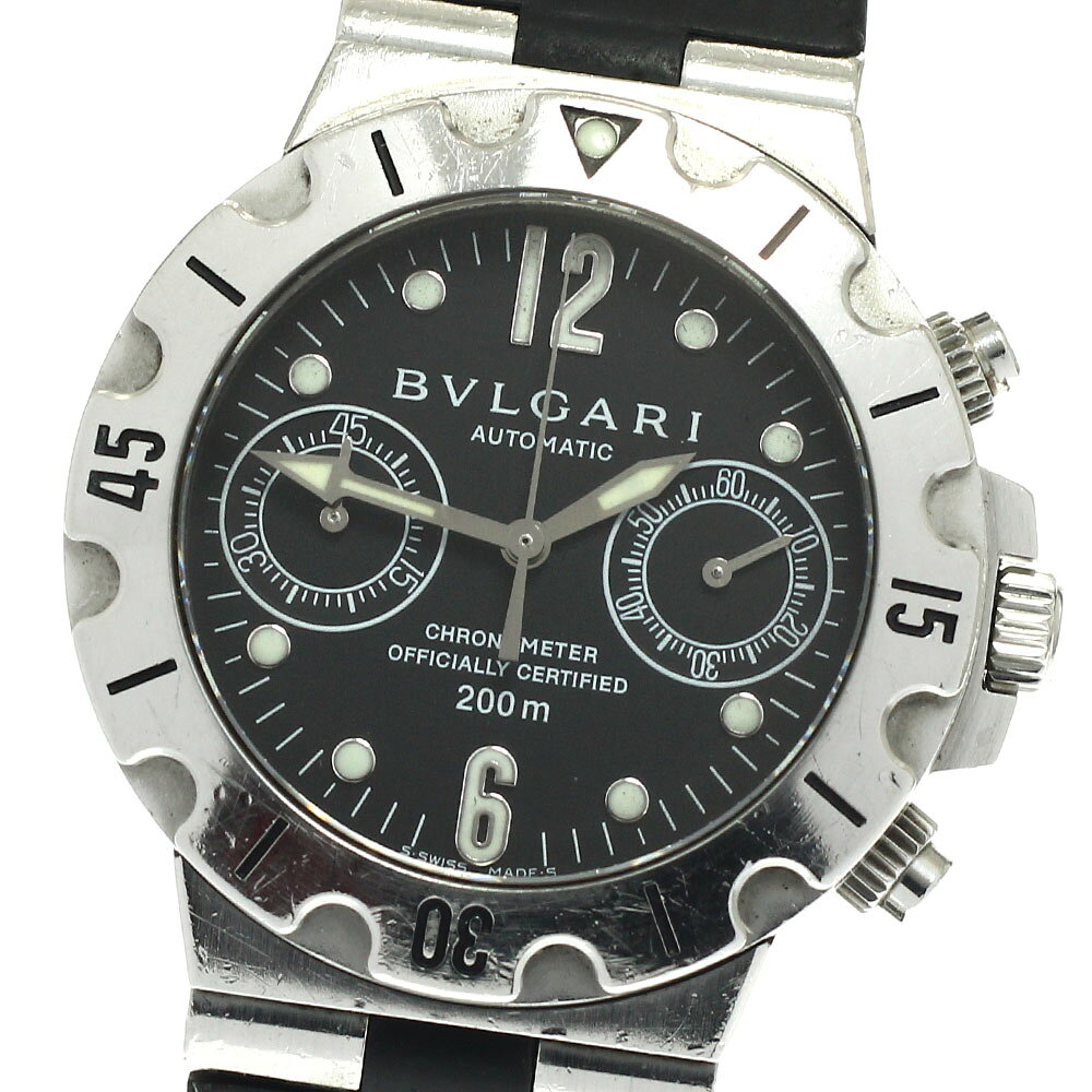 訳あり ブルガリ BVLGARI SCB38S ディアゴノ スクーバ クロノグラフ 自動巻き メンズ 保証書付き_948555【中古】