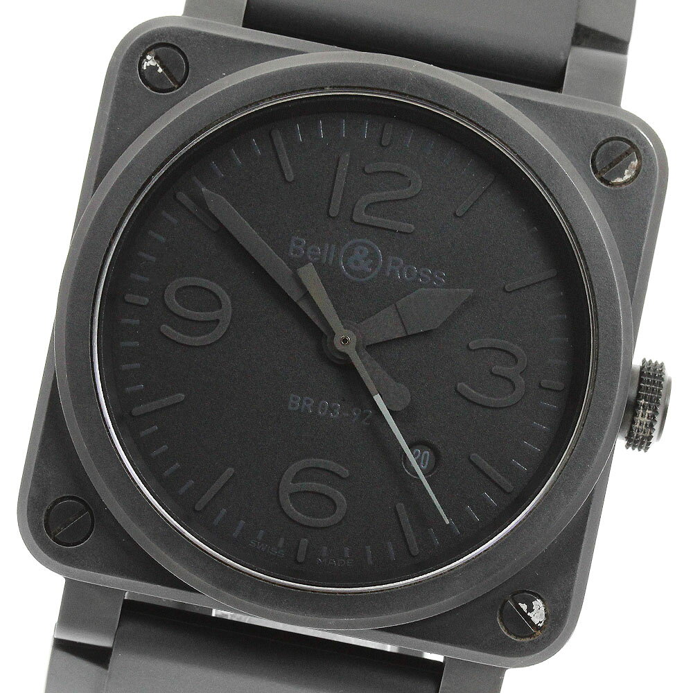 樂天商城 - ベル＆ロス Bell＆Ross BR03-92-CBL ブラックファントム デイト 自動巻き メンズ _956034【中古】