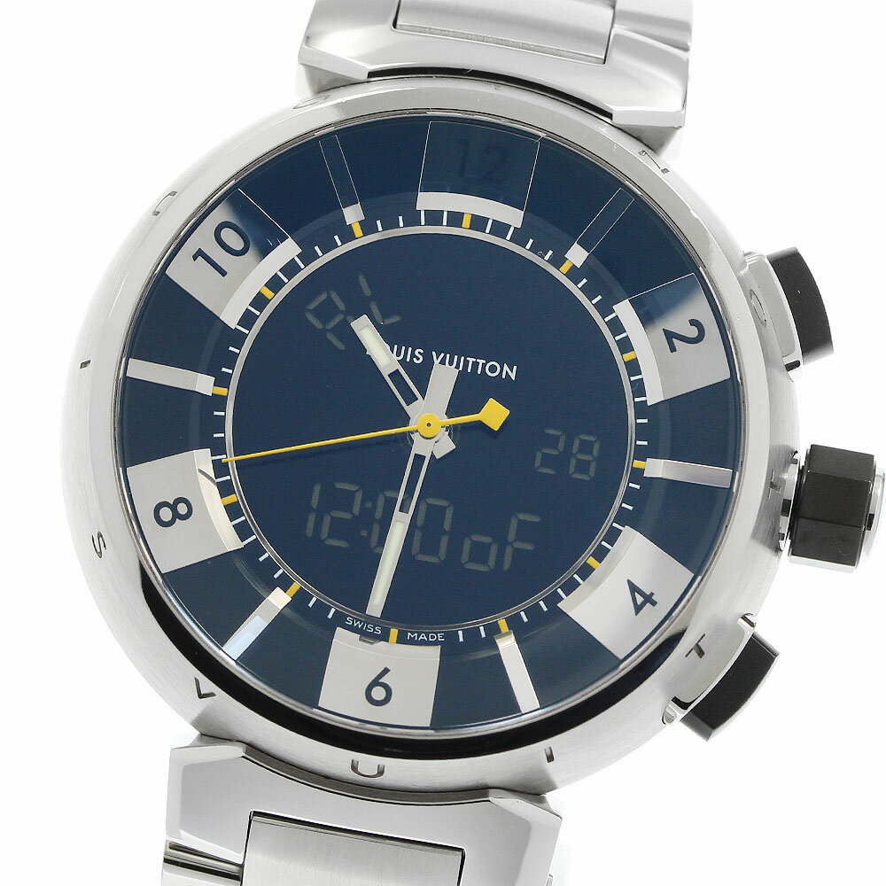 LOUIS VUITTON - ルイ・ヴィトン LOUIS VUITTON Q118F タンブール インブラック クォーツ メンズ 良品 保証書付き_951070【中古】