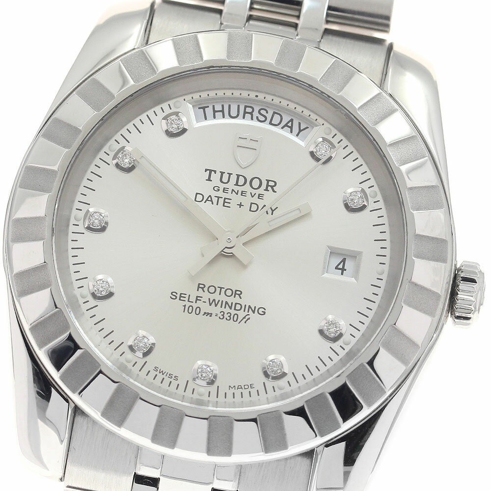 チュードル TUDOR 23010 クラシック デイトデイ 10Pダイヤ 自動巻き メンズ 保証書付き_952708【中古】