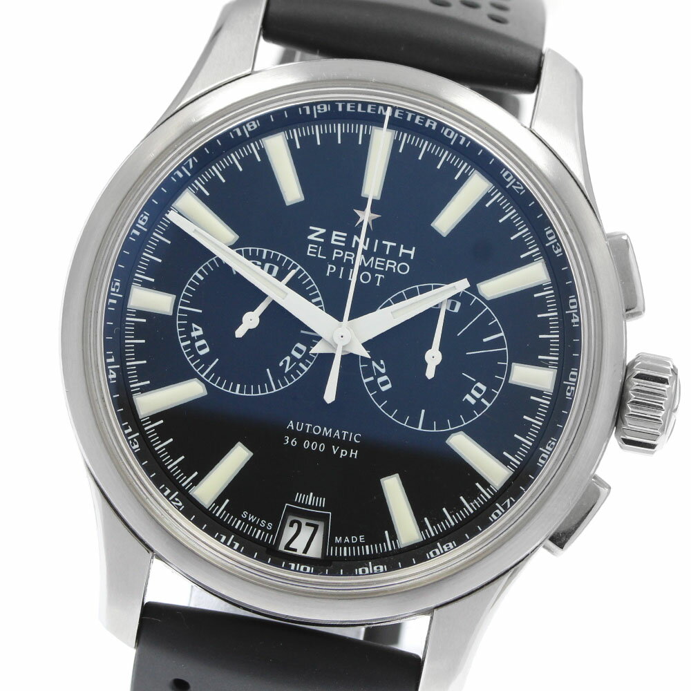 ゼニス ZENITH 03.2117.4002 エルプリメロ パイロット クロノグラフ 自動巻き メンズ 保証書付き_956966【中古】