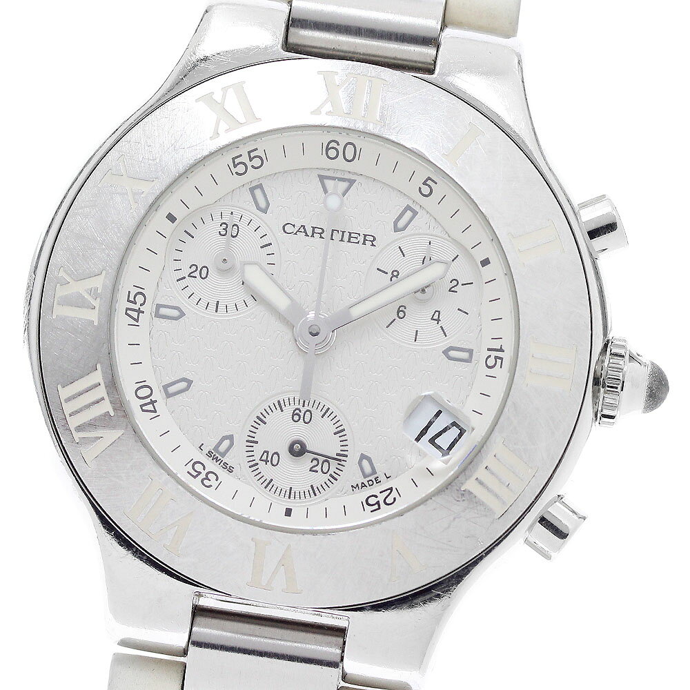 カルティエ CARTIER W10184U2 クロノスカフ デイト クォーツ メンズ _957372 ...