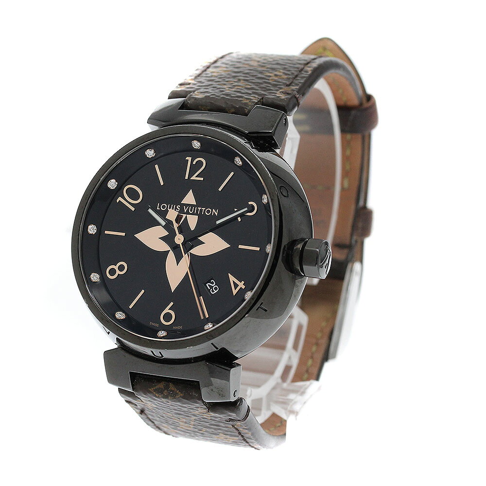 ルイ・ヴィトン LOUIS VUITTON QA049 タンブール オールブラック GM 12Pダイヤ デイト クォーツ メンズ closer01-10263523 CLOSER サンプル画像2