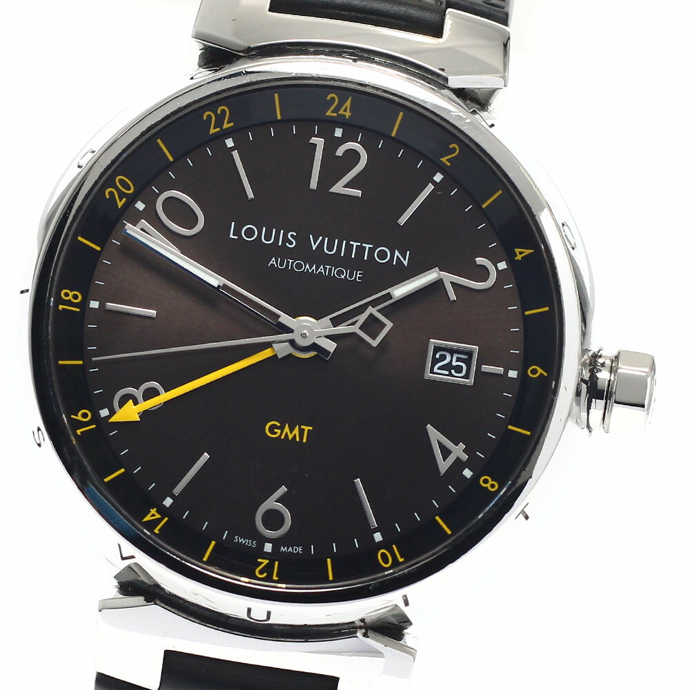 LOUIS VUITTON - ルイ・ヴィトン LOUIS VUITTON Q1155 タンブール GMT デイト 自動巻き メンズ 箱・保証書付き_957729【中古】