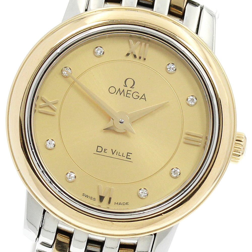 DeVille - オメガ OMEGA 424.20.24.60.58.001 デビル プレステージ 8Pダイヤ クォーツ レディース _955699【中古】