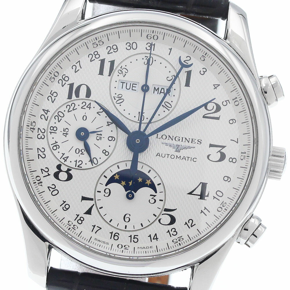 ロンジン LONGINES L2.673.4.78.3 マスターコレクション ムーンフェイズ クロノグラフ 自動巻き メンズ 箱・保証書付き_956830【中古】