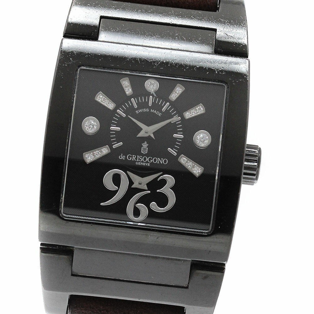 BVLGARI - ドゥ グリソゴノ de GRISOGONO ティノ インストゥール メンティーノ インデックスダイヤ クォーツ レディース _956973【中古】