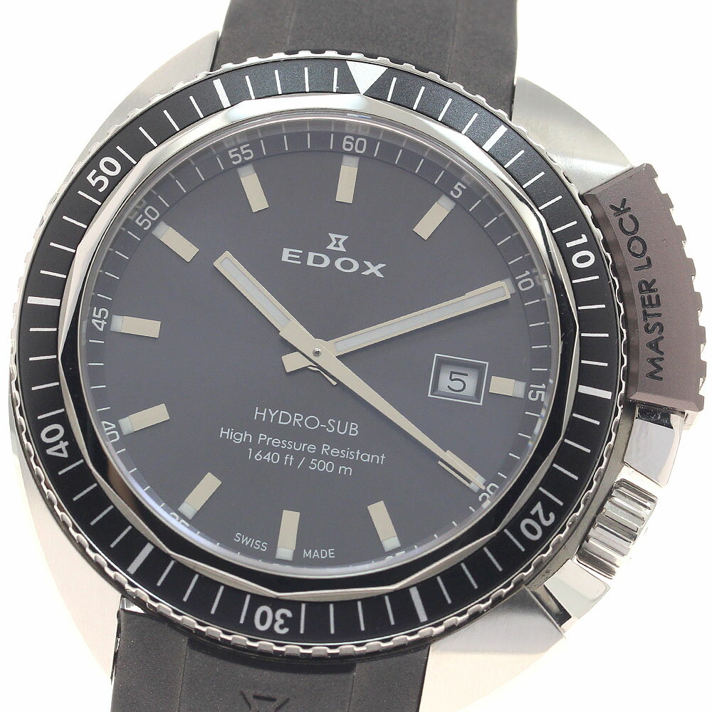 F, H, W - エドックス EDOX 53200 ハイドロサブ 500m デイト クォーツ メンズ 美品 箱・保証書付き_957346【中古】