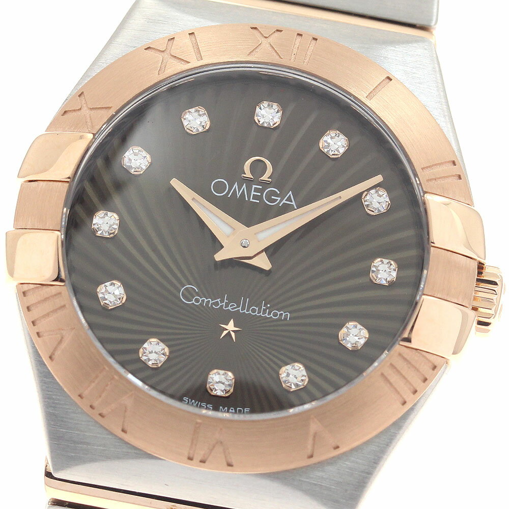 Constellation - オメガ OMEGA 123.20.27.60.63.002 コンステレーション レッドゴールドコンビ 12Pダイヤ クォーツ レディース 良品 保証書付き_957853【中古】