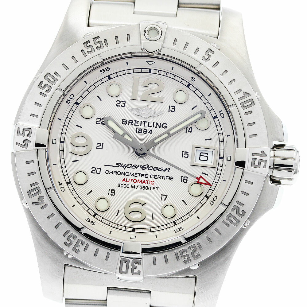 ブライトリング BREITLING A17390 スーパーオーシャン デイト 自動巻き メンズ 極美品 保証書付き_958117【中古】