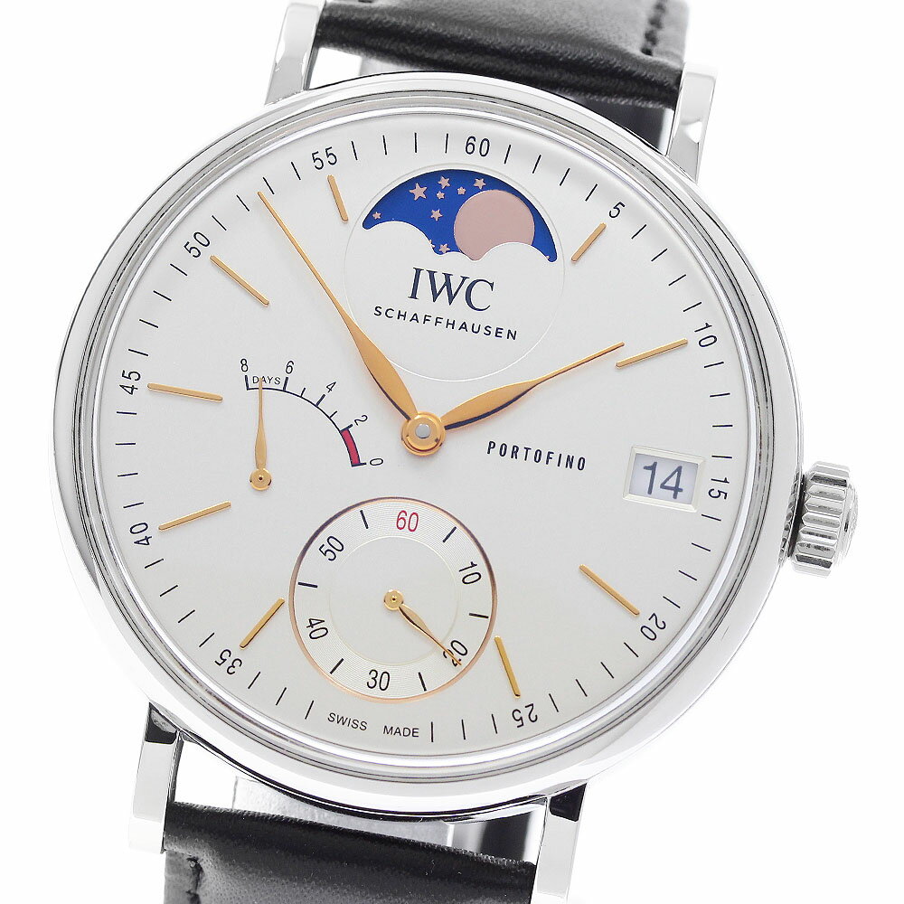 IWC SCHAFFHAUSEN IW516401 ポートフィノ ムーンフェイズ 8デイズ 手巻き メンズ _958624【中古】