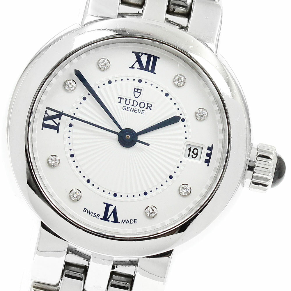 チュードル TUDOR 35200 クレア ドゥ ローズ 4Pダイヤ デイト 自動巻き レディース 保証書付き_955772【中古】