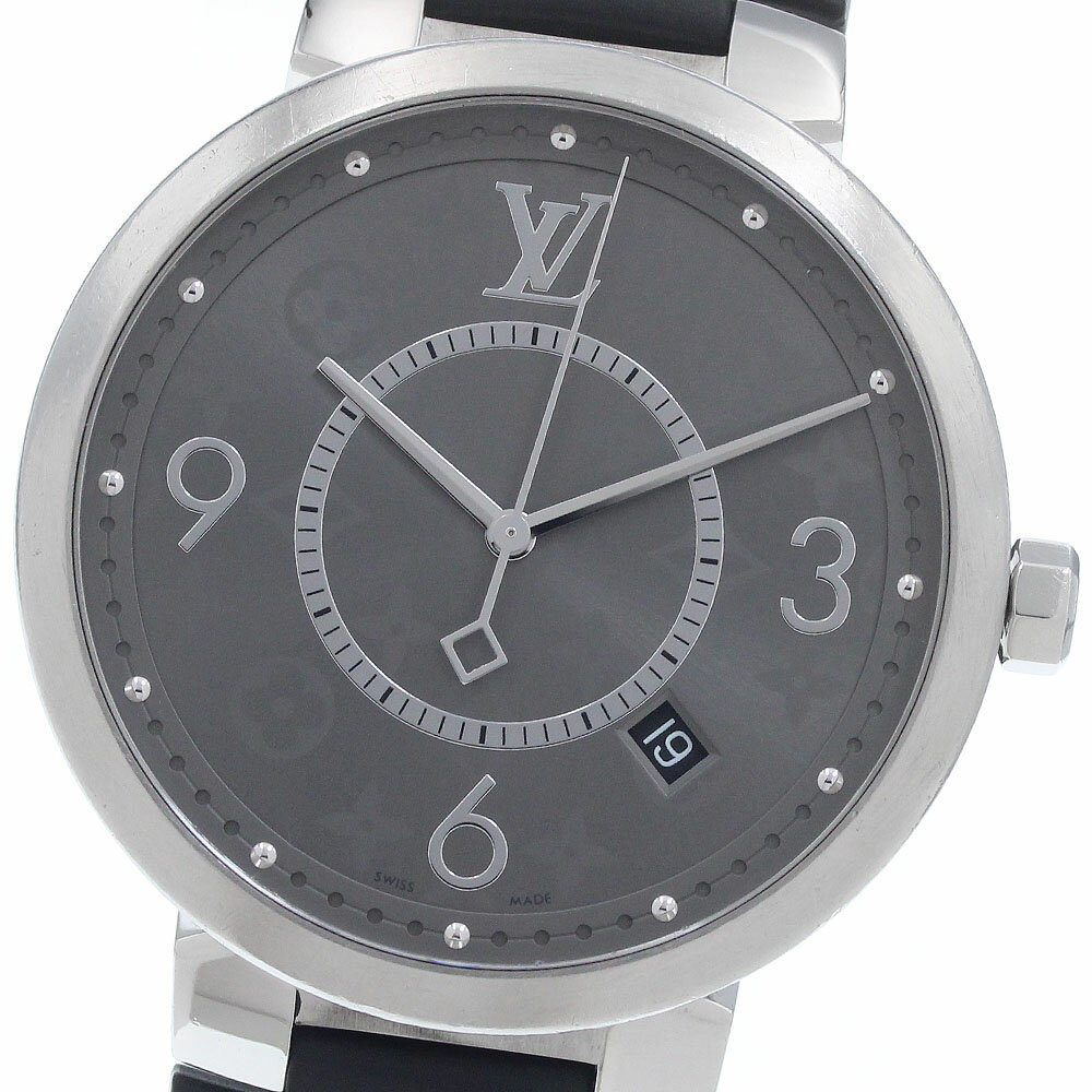 ルイ・ヴィトン LOUIS VUITTON Q1DM0 タンブール スリム エクリプス デイト クォーツ メンズ _959385【中古】