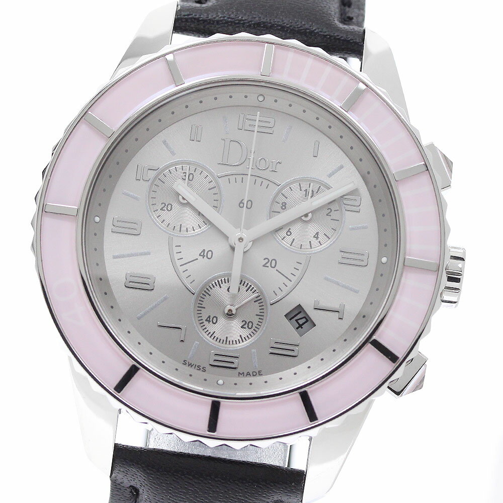 ディオール Dior CD114314 クリスタル クロノグラフ デイト スモールセコンド クォーツ メンズ 良品 _959786【中古】