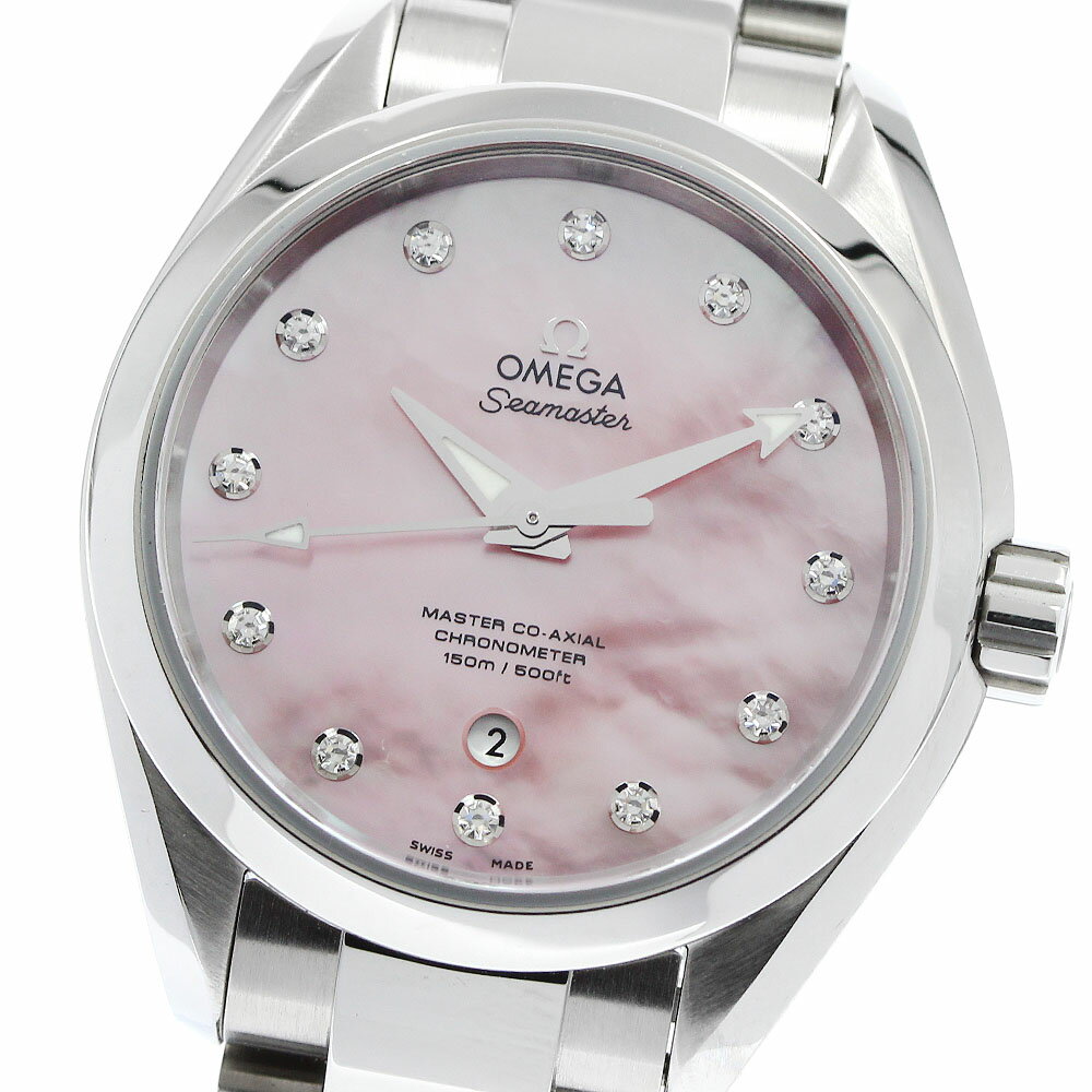 Other - オメガ OMEGA 231.10.34.20.57.003 シーマスター アクアテラ 12Pダイヤ デイト 自動巻き レディース 美品 保証書付き_960444【中古】