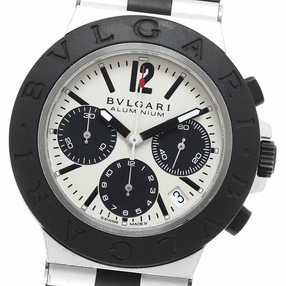 ブルガリ BVLGARI BB40ATCH/103383 アルミニウム デイト クロノグラフ 自動巻き メンズ 良品 内箱・保証書付き_961324【中古】