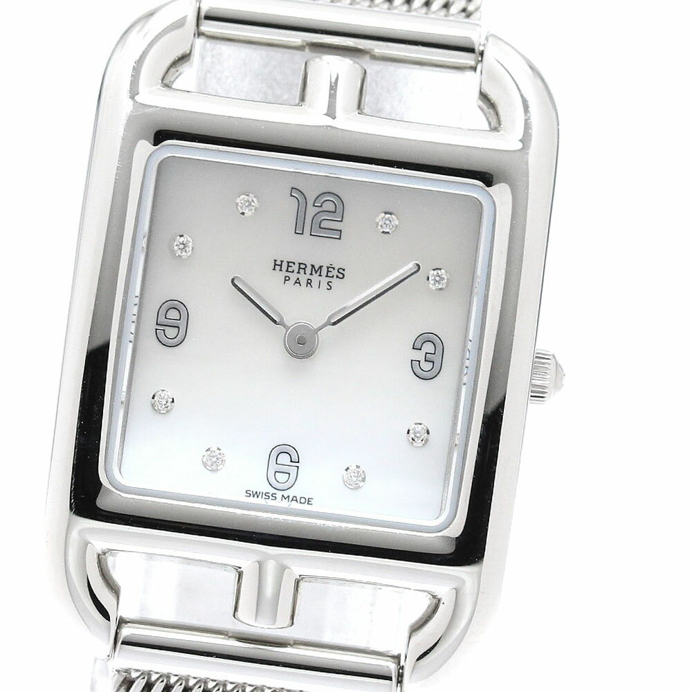 LANCASTER - エルメス HERMES CC1.210a ケープコッド 8Pダイヤ クォーツ レディース 内箱付き_950797【中古】