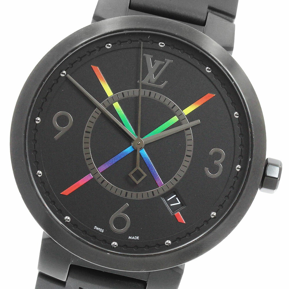 ルイ・ヴィトン LOUIS VUITTON QA113 タンブールスリム レインボー クォーツ メンズ _917662【中古】