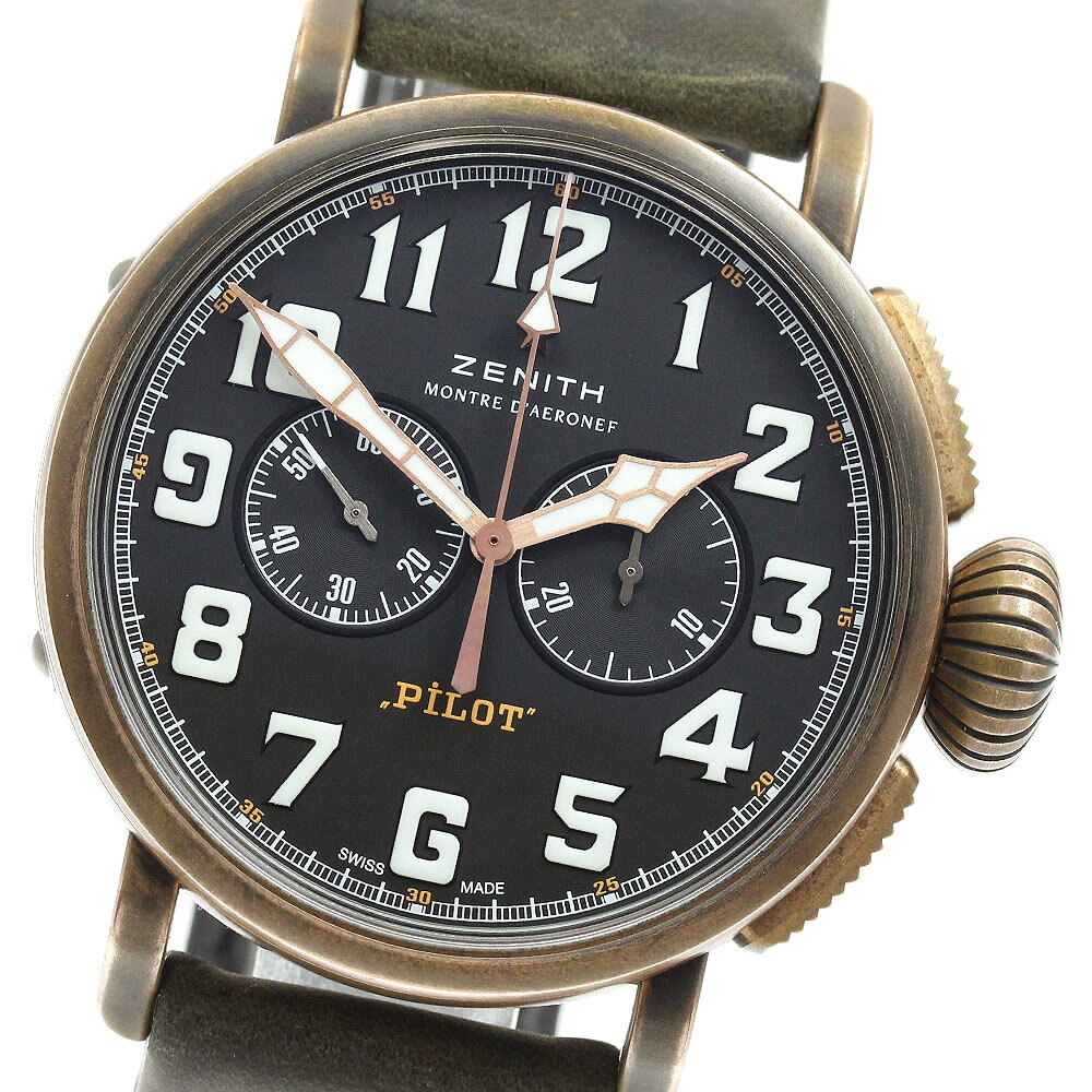 ゼニス ZENITH 29.2430.4069 パイロット タイプ20 クロノグラフ 自動巻き メンズ 箱・保証書付き_961496【中古】